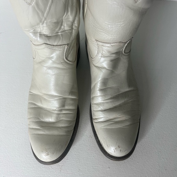 Justin Vintage Ivory Pearl Western Cowboy Boots - Women's Size 5B - Picture 6 of 6